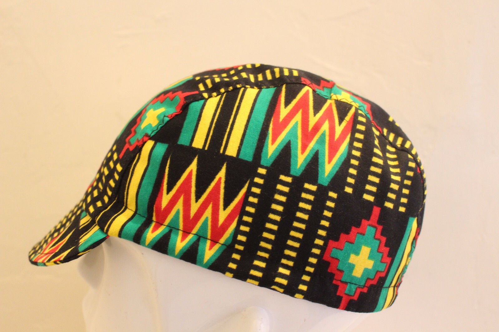CYCLING CAP 100% COTTON KENTE PRINT   HANDMADE IN USA, NO FROM CHINA   S M L