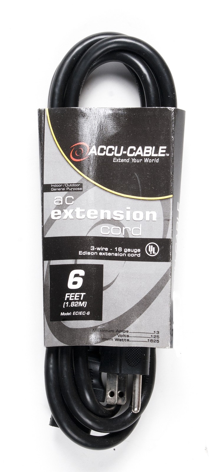 American DJ ADJ ECIEC-6 6 Foot 16 Gauge Female IEC To Edison Power Black Cable