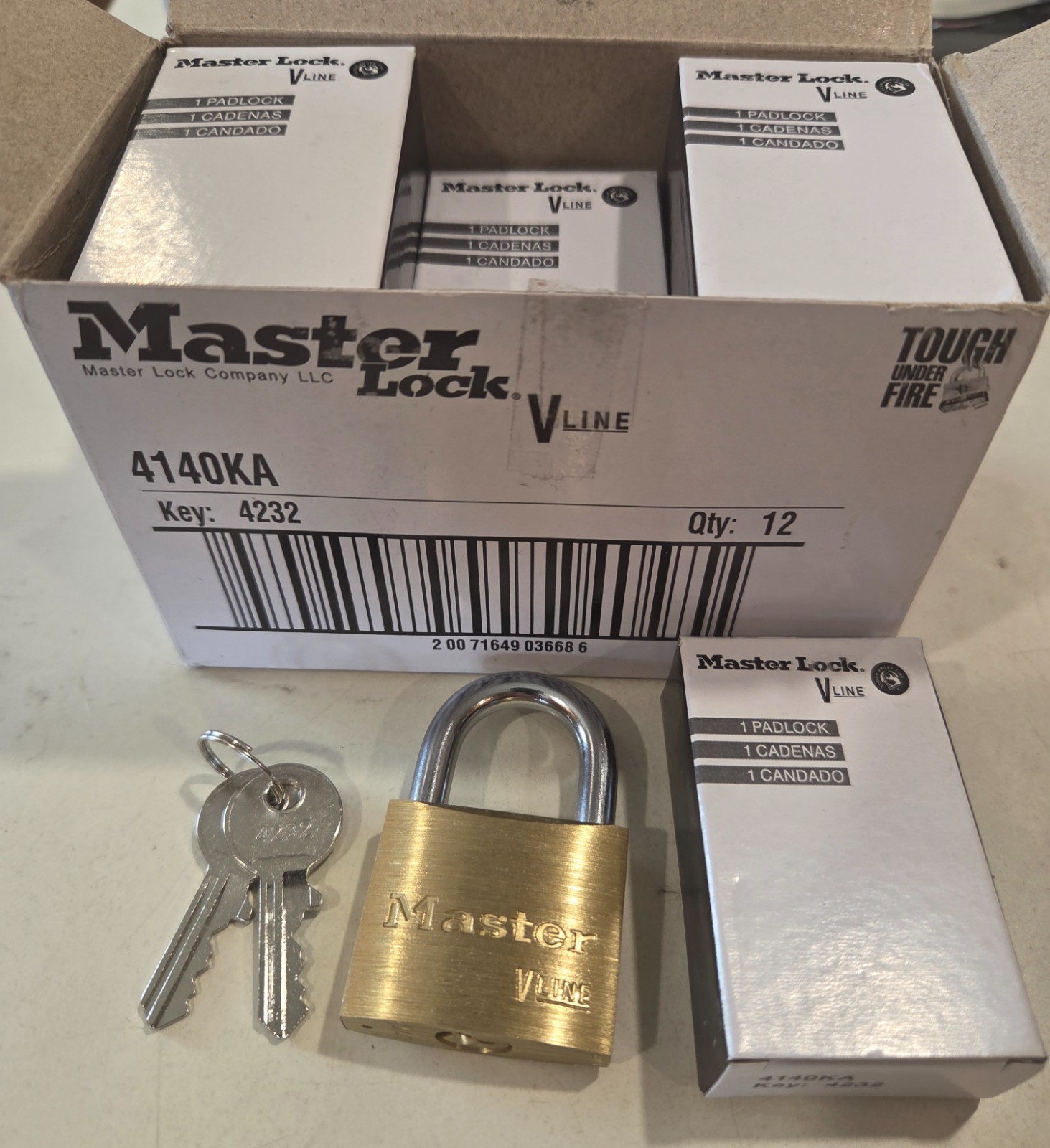 4 PACK MASTER LOCK V LINE 4140KA Keyed Padlock ( Keyed Alike )