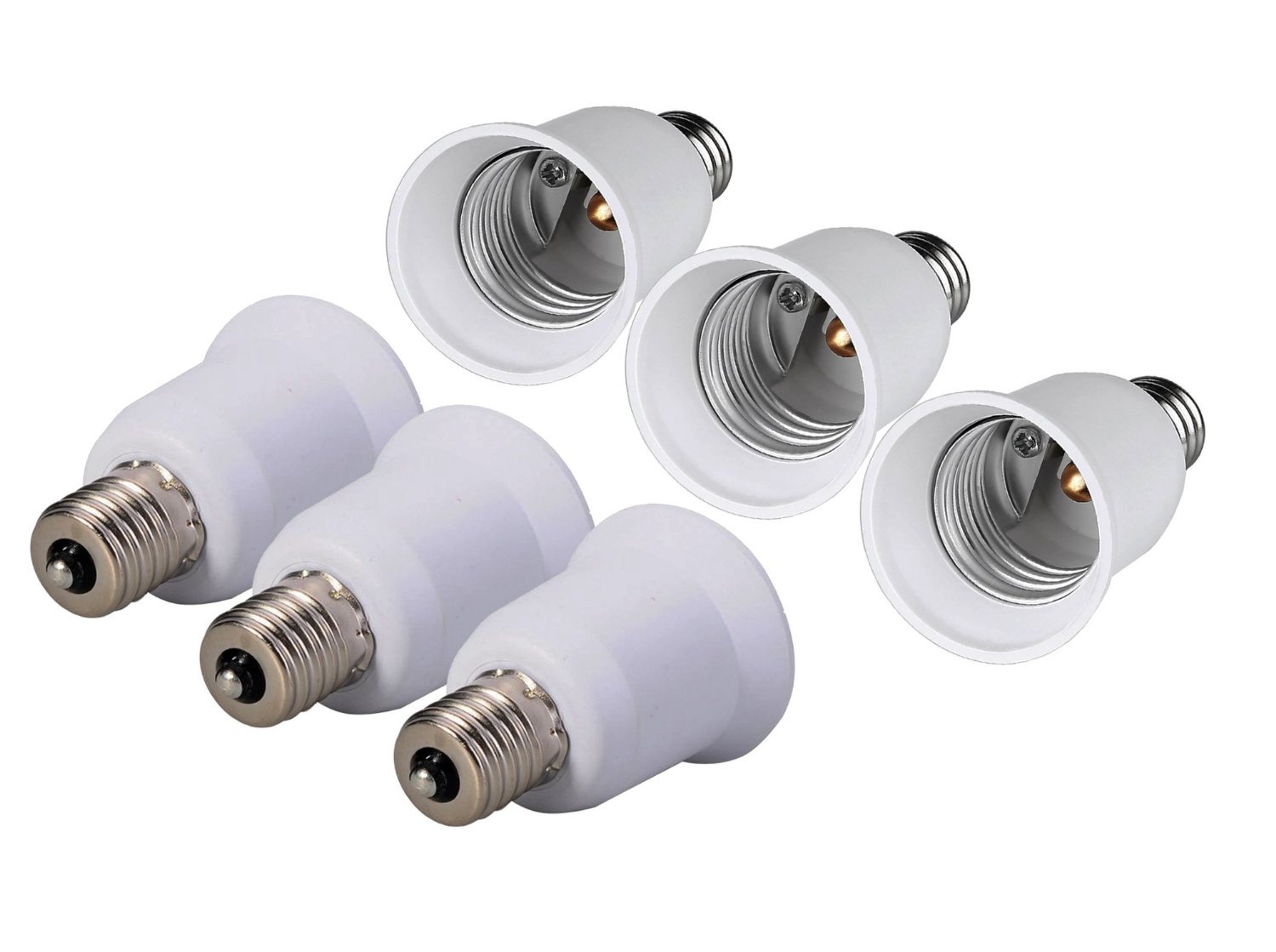 6pcs Intermediate base E17 to Standard Medium base E26/E27 Converter Adapter