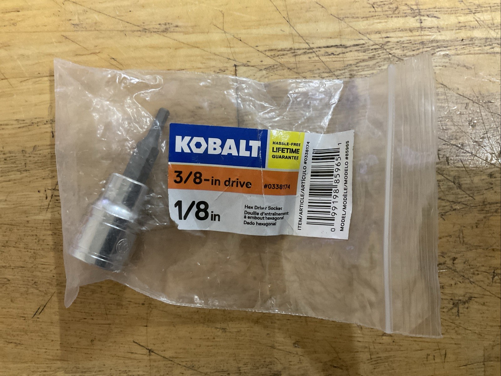 Kobalt H 1/8 x 3/8" Dr Hex Bit Socket 338174