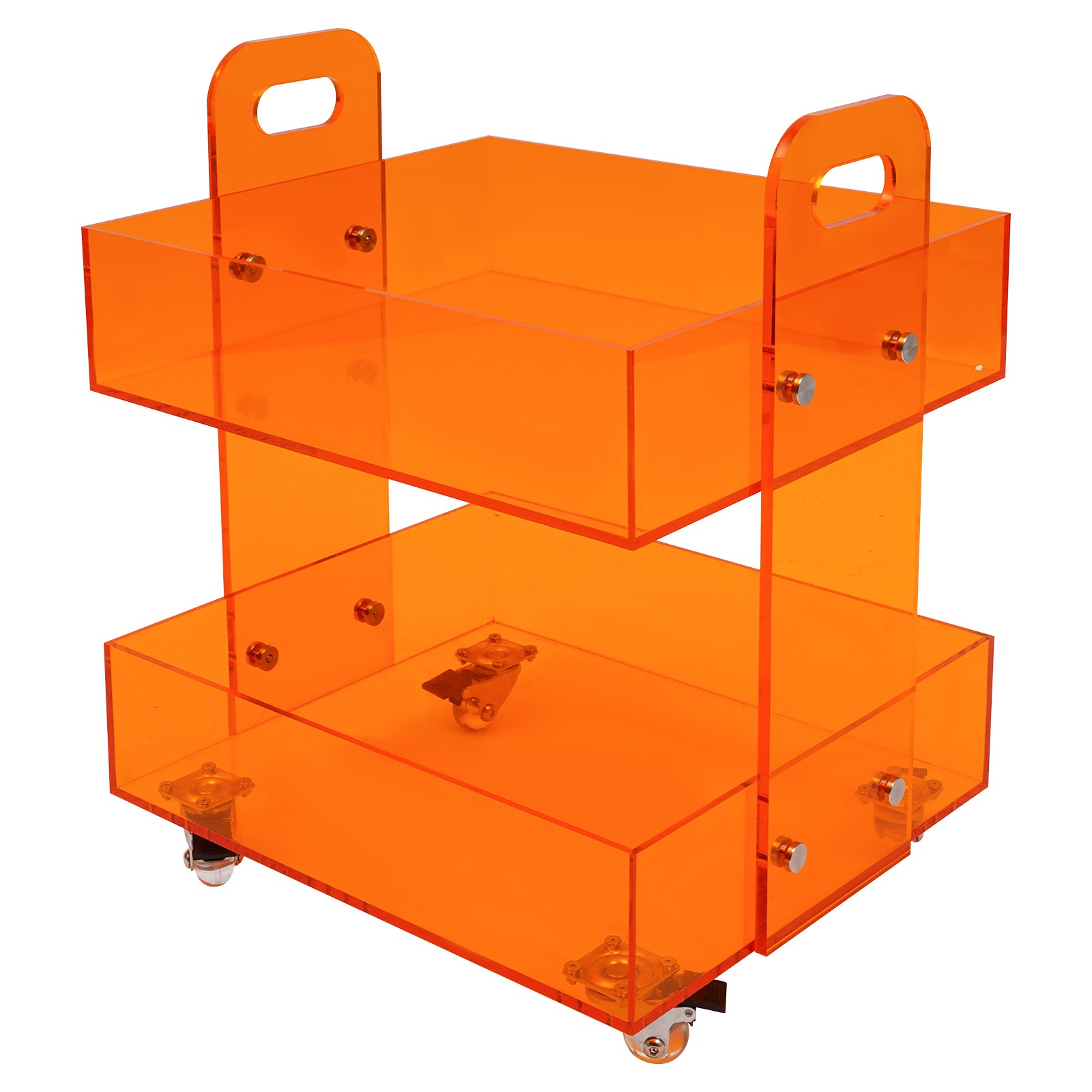 Acrylic Side Table Free Standing Storage Rack with Wheels Modern Bedside Table