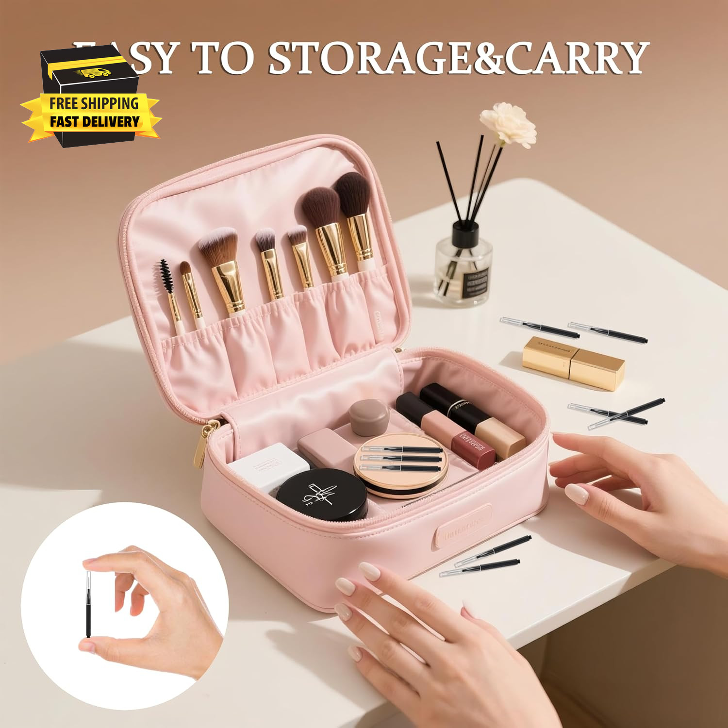 40Pcs Micro Eyebrow Brush with Cap, Brow Lamination Brush Spoolies for Eyelash &