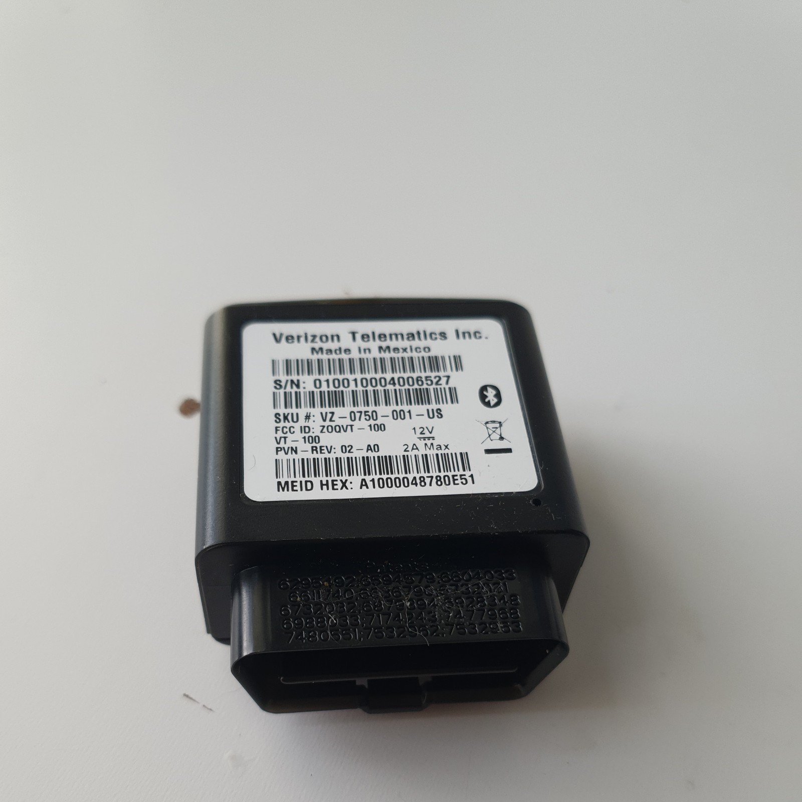 Verizon VT-100 Black Portable Vehicle Telematics OBD Reader For Bluetooth
