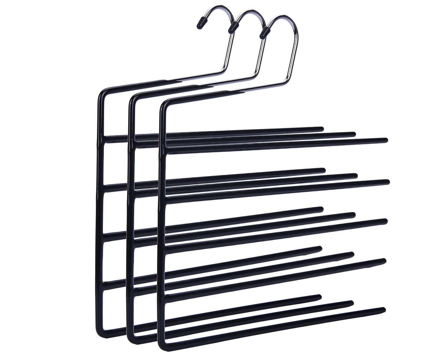 3 PCS Multi Layers Space Saving Slack Hangers 5 Tier OpenEnded Pants Rack
