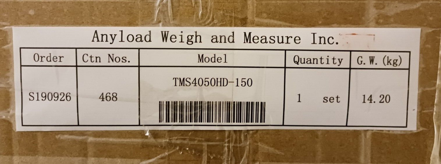 Anyload Weigh & Measure Inc. Model: TMS4050HD-150 with White Bird Indicator
