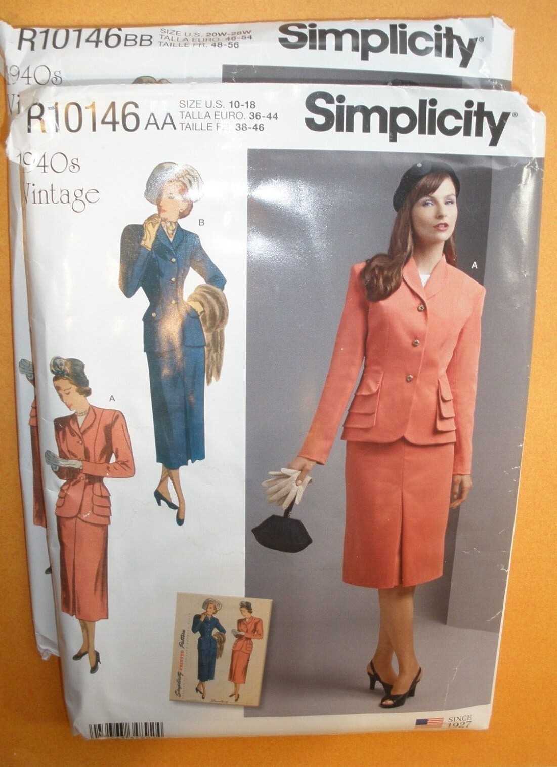 Simplicity 8508 10146 WOMEN'S SUITS Pattern 1940's Vintage Style Plus Sz 20W-28W