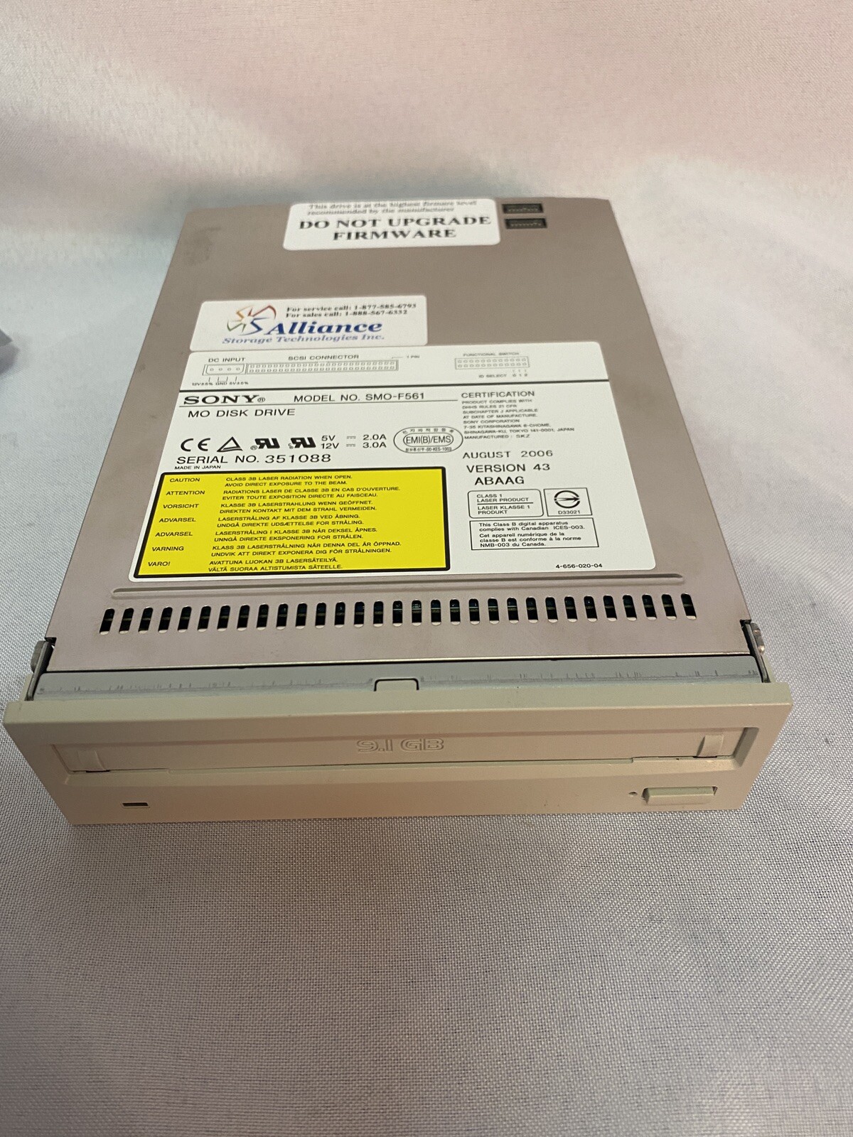 SONY SMO-F561 9.1GB Optical Internal MO Drive, SCSI, with Warranty, 900-101268-0