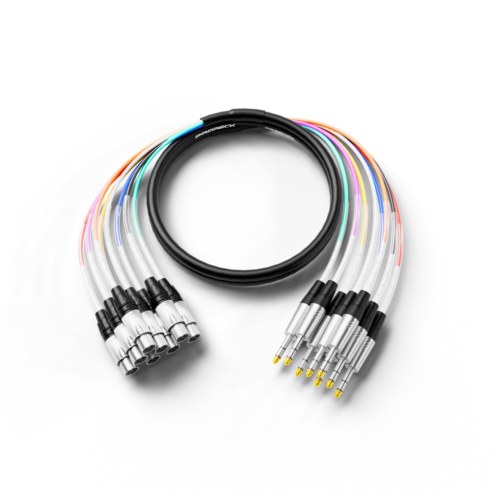 proreck Snake Cable 8-Channel 10ft Shielded Audio Cable 1/4'' TRS to XLR Female