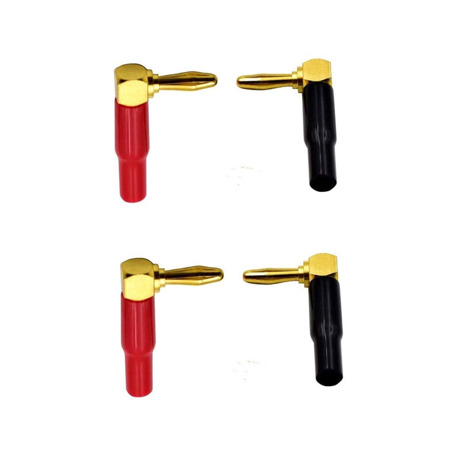 2 Pair 4mm Banana Plugs Screw Type Banana Plug 90 Degree Right Angle Speaker ...