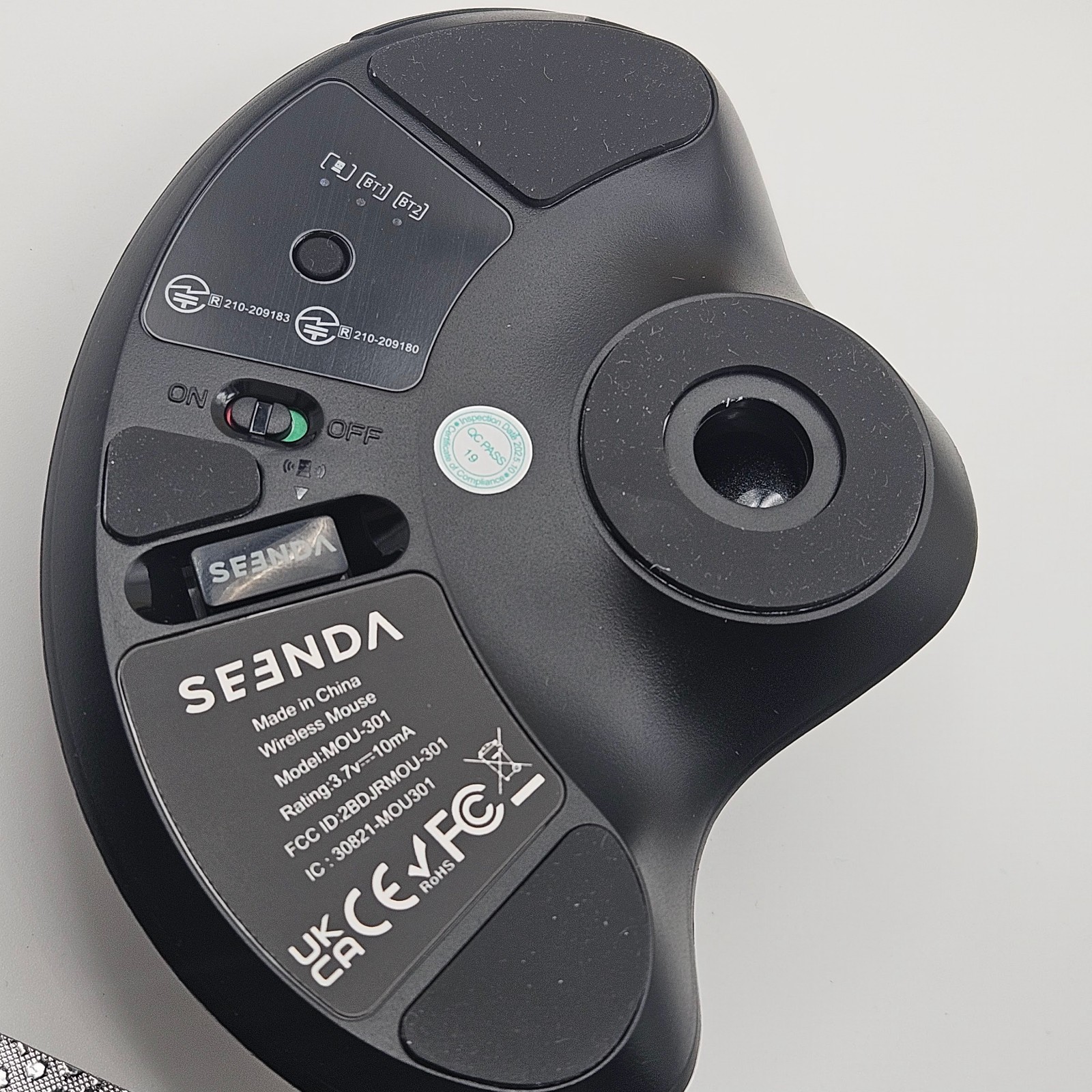 Seenda Wireless Trackball Mouse Bluetooth USB Ergonomic Rechargeable BLACK