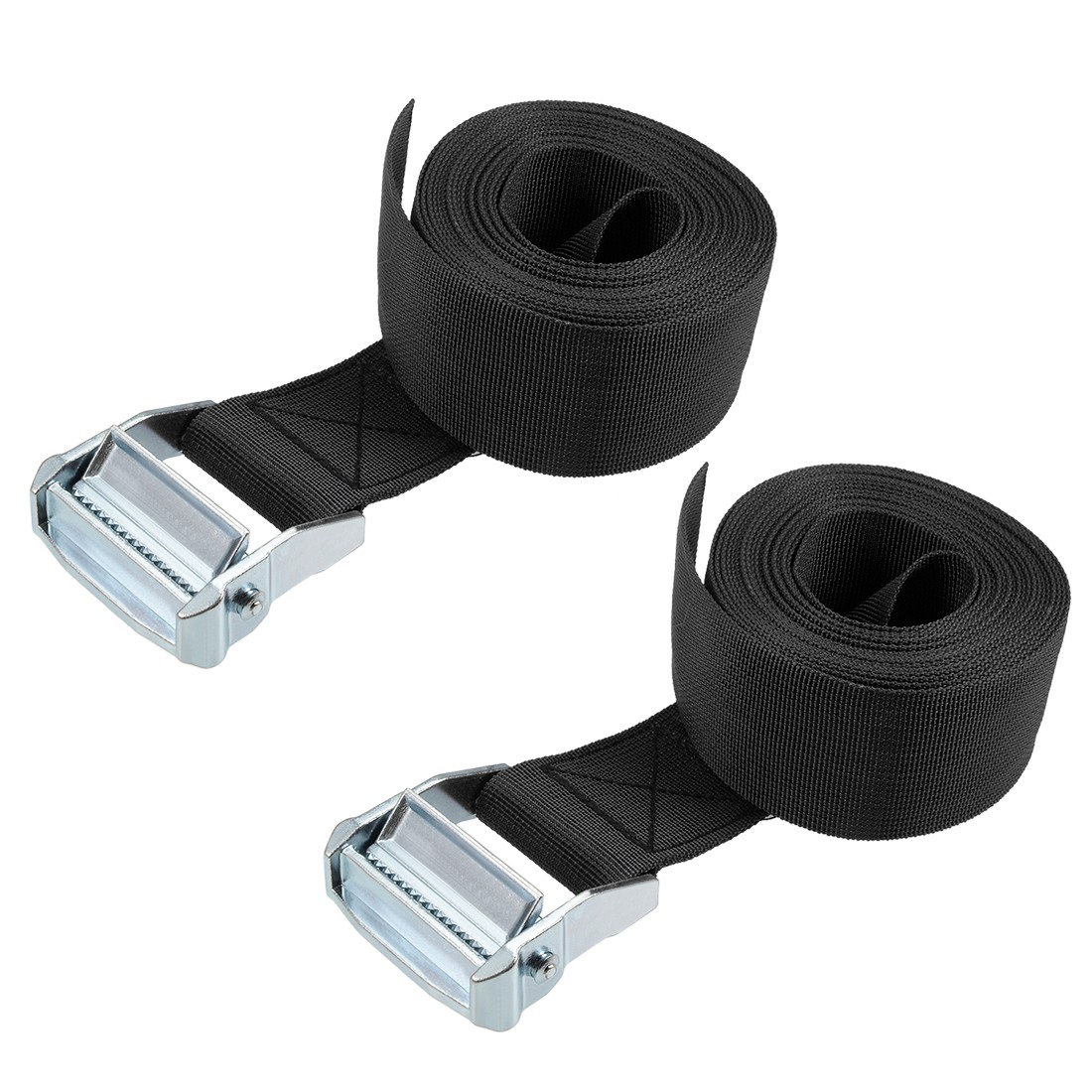 4.5Mx5cm Lashing Strap Cargo Tie Down Cam Buckle 500Kg Work Load, Black, 2Pcs