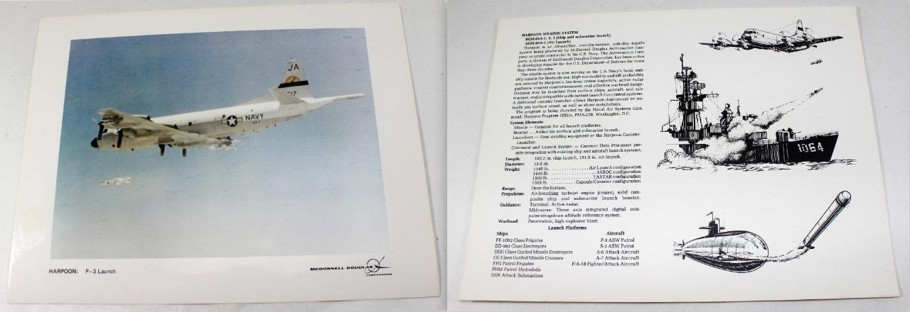 Vintage McDonnell Douglas Harpoon Missile P-3 Air Launch Photo