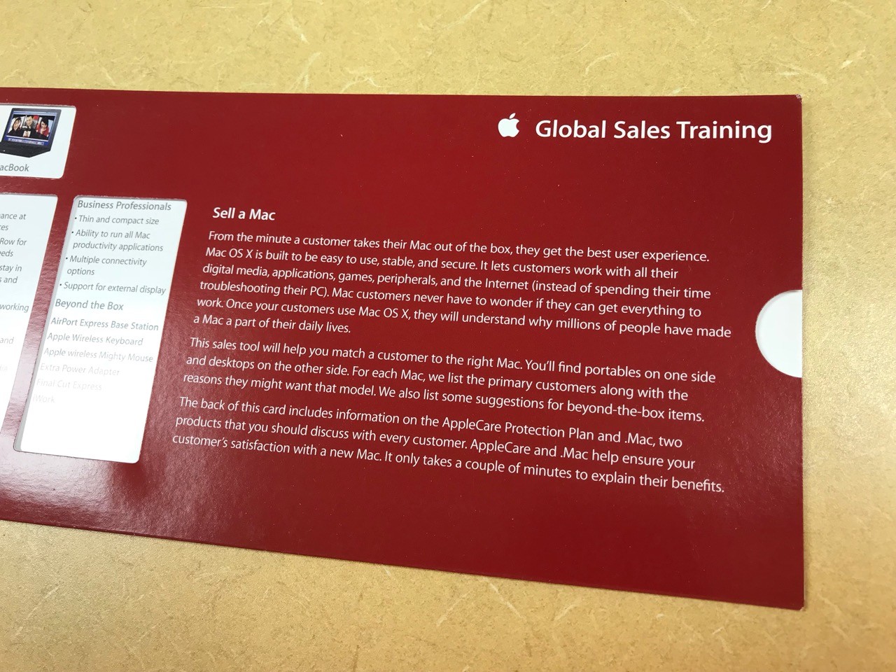 APPLE INTERNAL _VERY RARE _ Apple Computer Macintosh Global Sales Training Card
