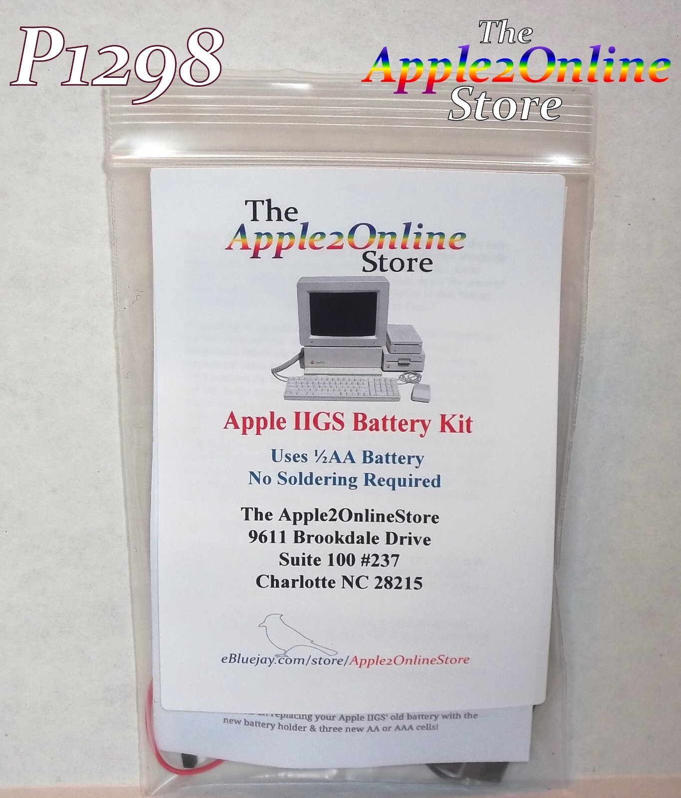 ✅ 🍎 Brand New Apple IIGS No Solder ½AA Battery Replacement Kit (WITH BATTERY)💕