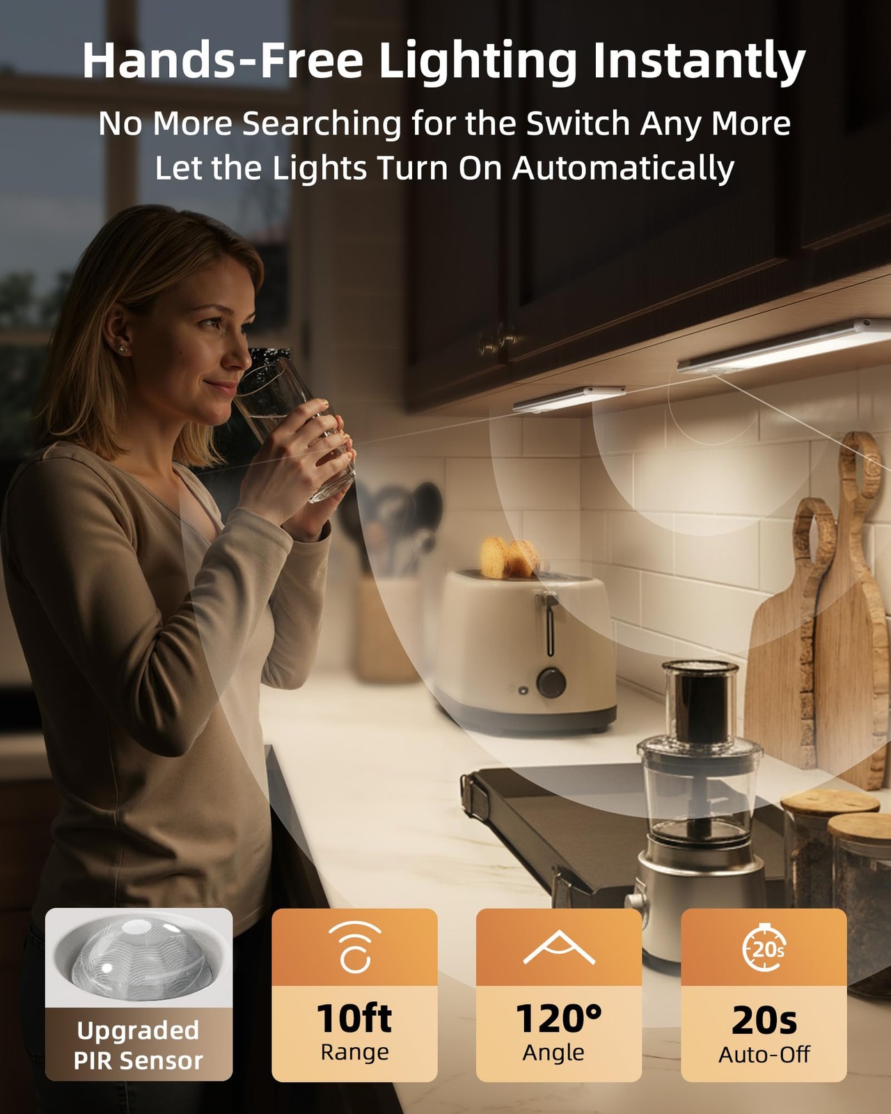 Under Cabinet Lighting 80 Led Motion Sensor Lights Indoor With 3 Color Temps 190