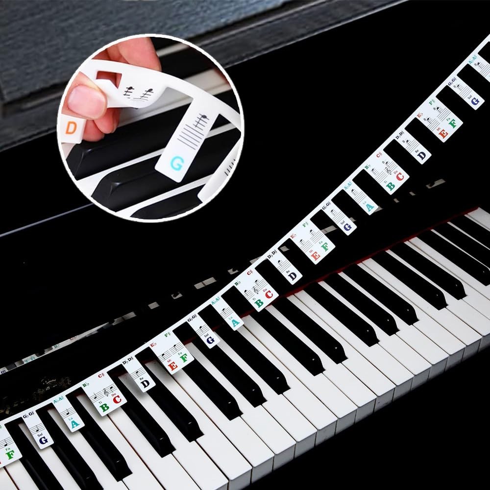 Colorful Removable Piano Keyboard Note Labels, 61Key-Colorful, 61key-colorful