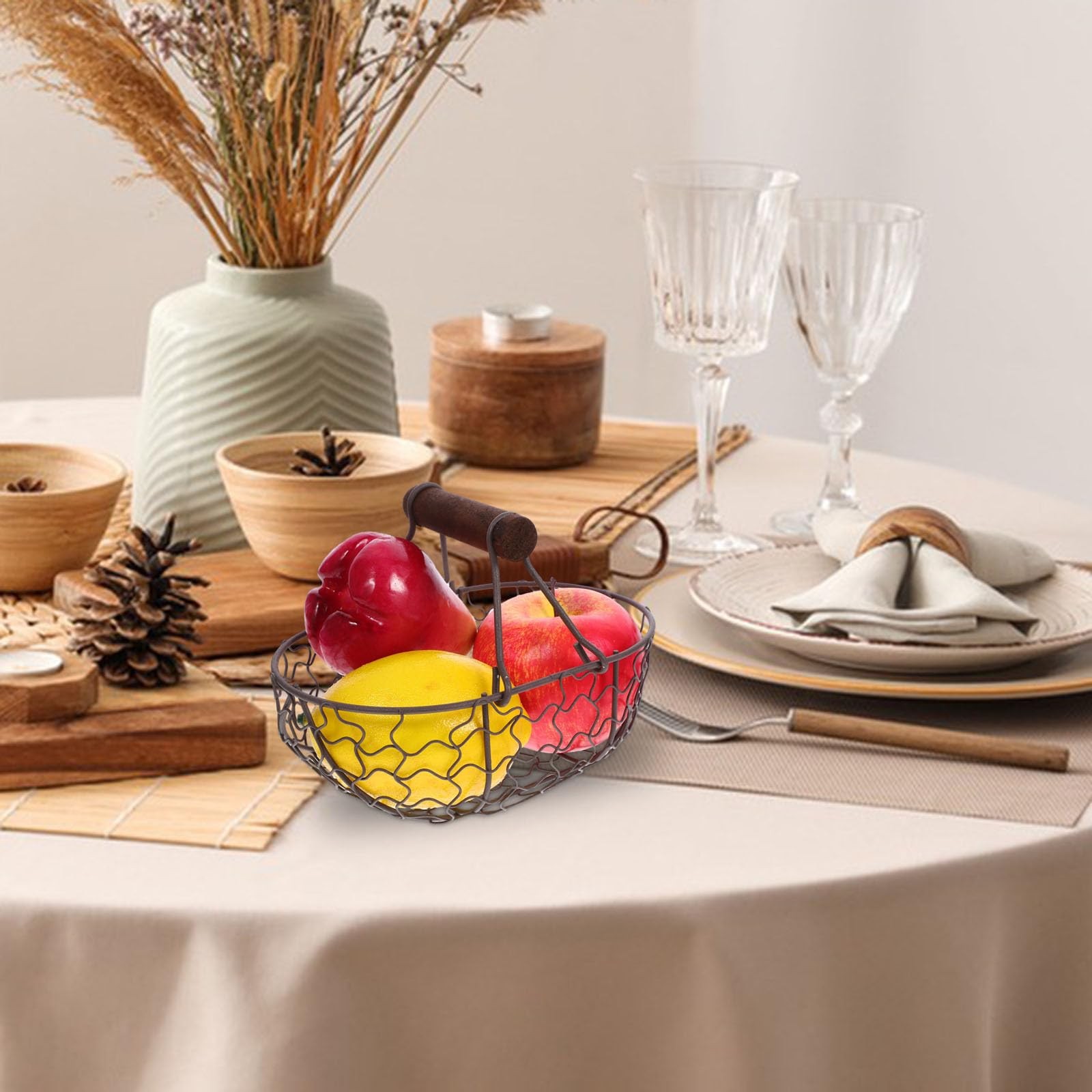 Kitchen Wire Egg Basket Vintage Metal Storage Container for Fresh Eggs Fruit ...