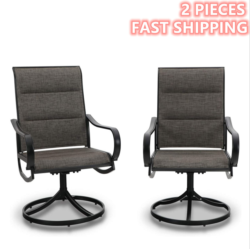 2 Piece Swivel Patio Chairs Outdoor Dining Metal Rocking Chair Garden Furniture