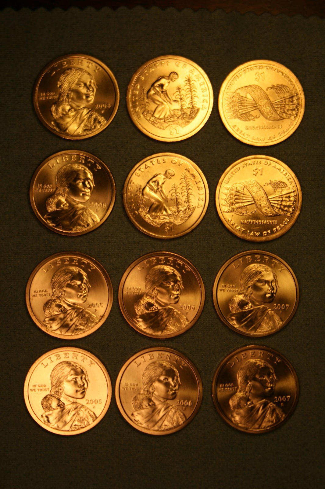 2005 - 2010 PD Sacagawea 12 coin BU Satin Set from US Mint Sets