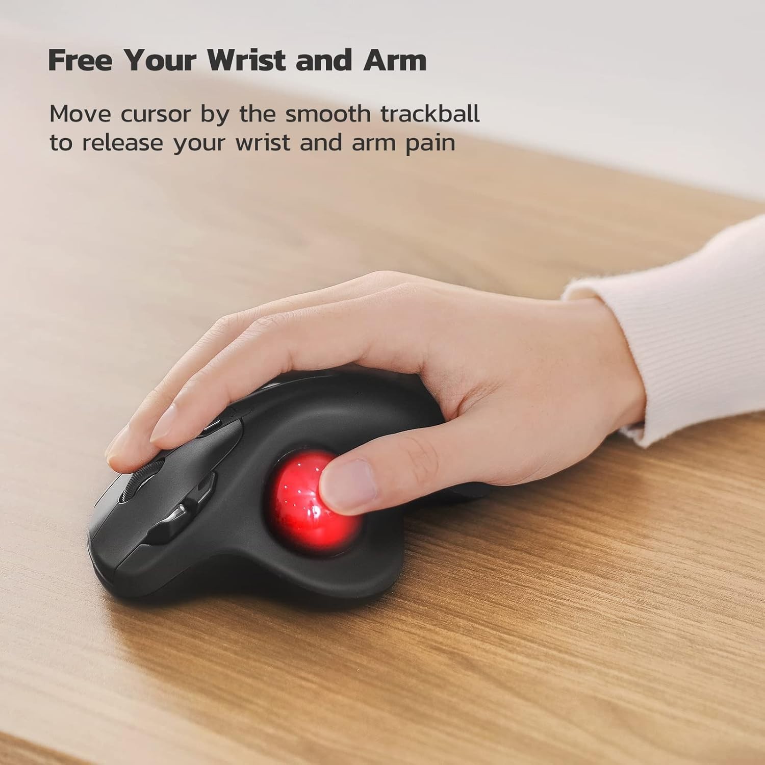 M501 Wireless Trackball Mouse, Rechargeable Ergonomic, Easy Thumb Control, Pr...