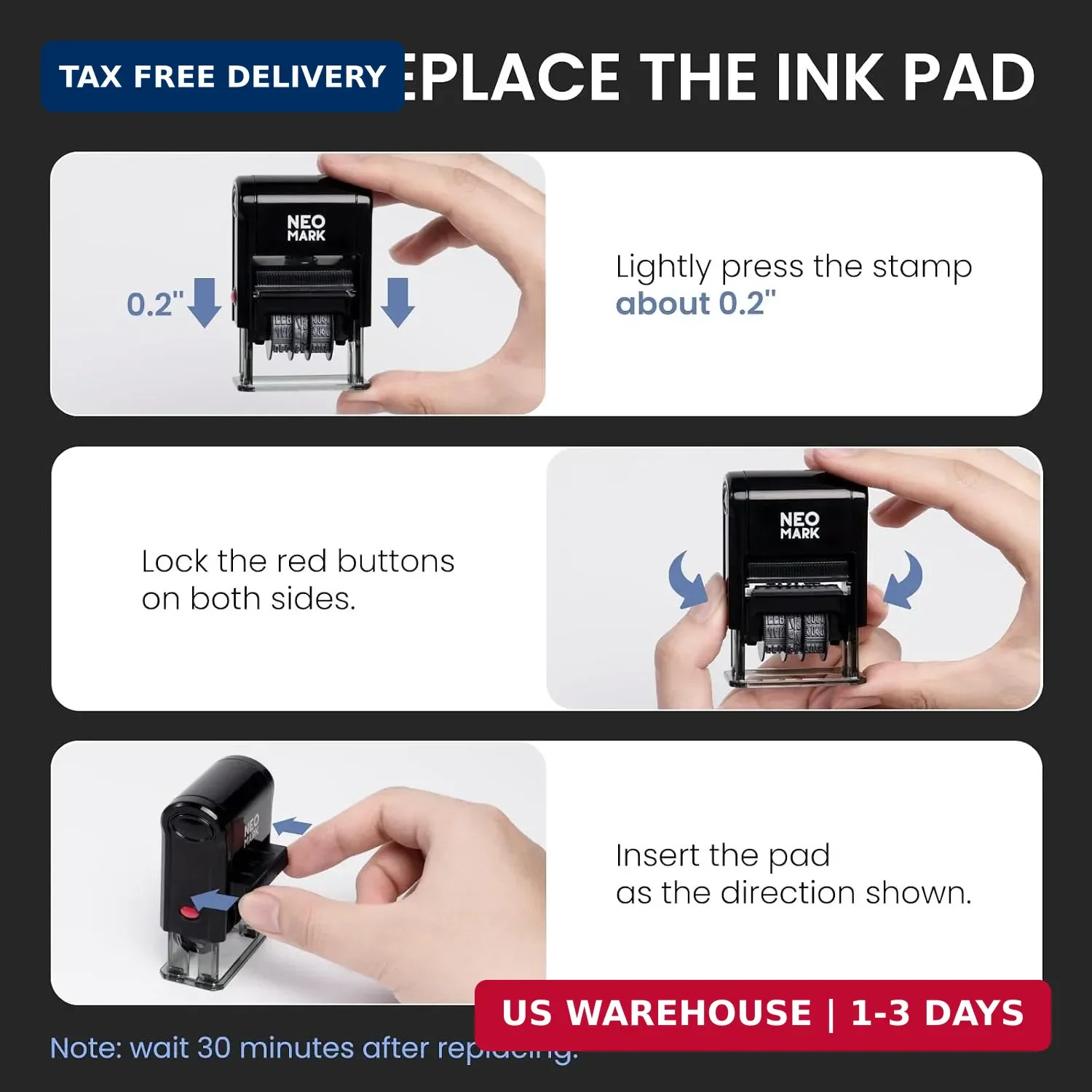 Self-Inking Received Date Stamp, 12-Year Adjustable Dater | Extra Replacement Pa