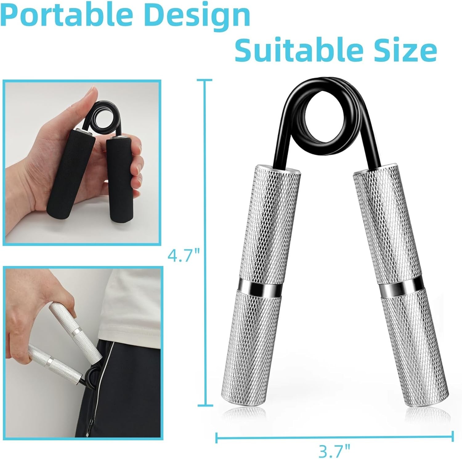 4Pcs Hand Gripper Strengthener Set 50LB-300LB, Grip Strength Trainer for Muscle