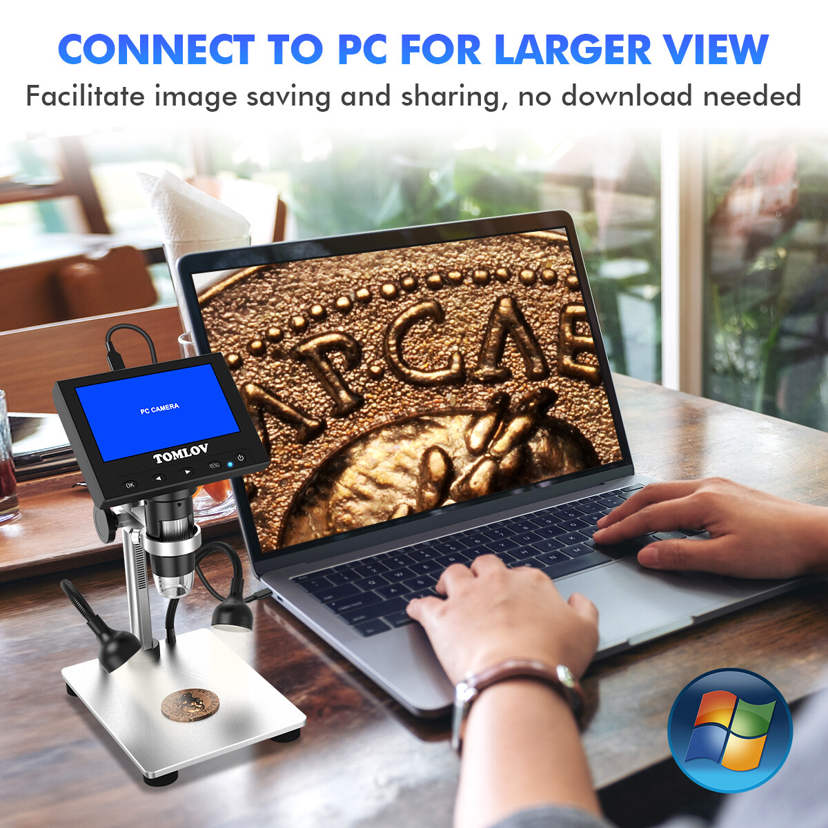 TOMLOV 4.3“ LCD Digital Microscope Coin Microscope 12MP Camera for Collector