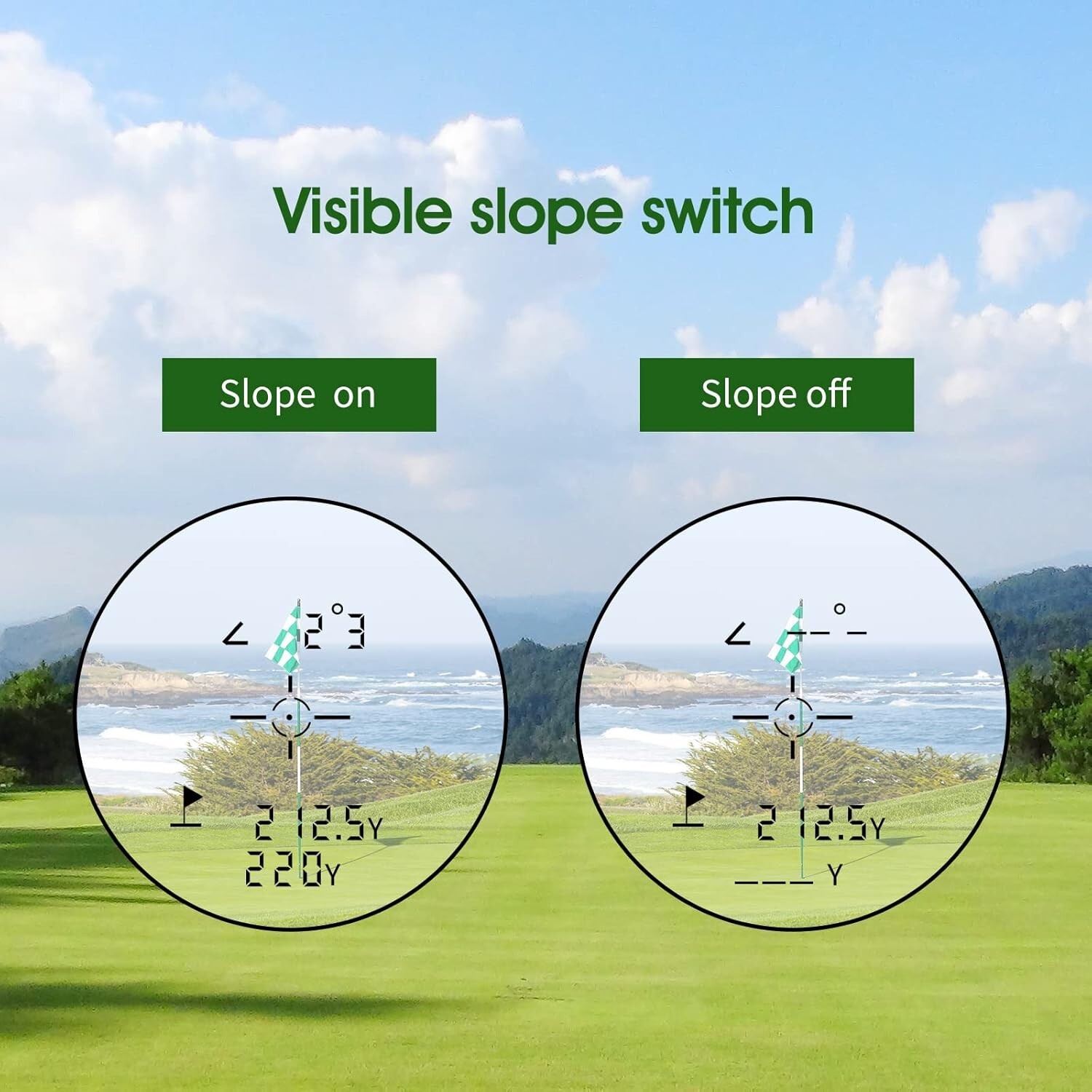 Golf Rangefinder with Slope and Flagpole Lock Vibration,Slope Switch,650 yards
