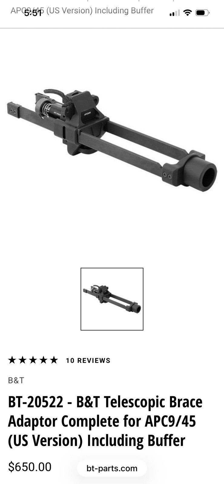B & T Telescopic Brace Adapter Surplus Militaria SWISS