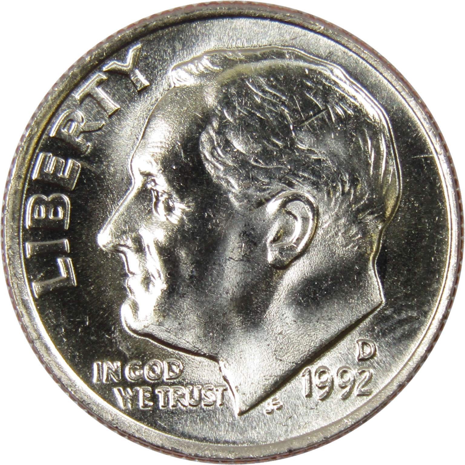 1992 D Roosevelt Dime Clad Uncirculated Mint State 10c Coin
