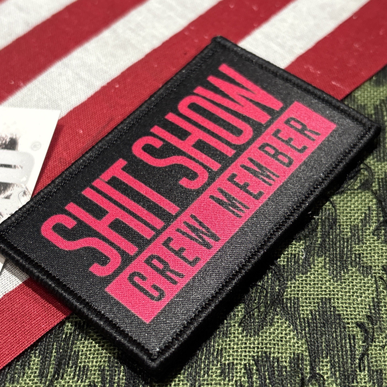 PINK Sh$t Show Crew Member Tactical Hook Loop Patch High Quality 2x3