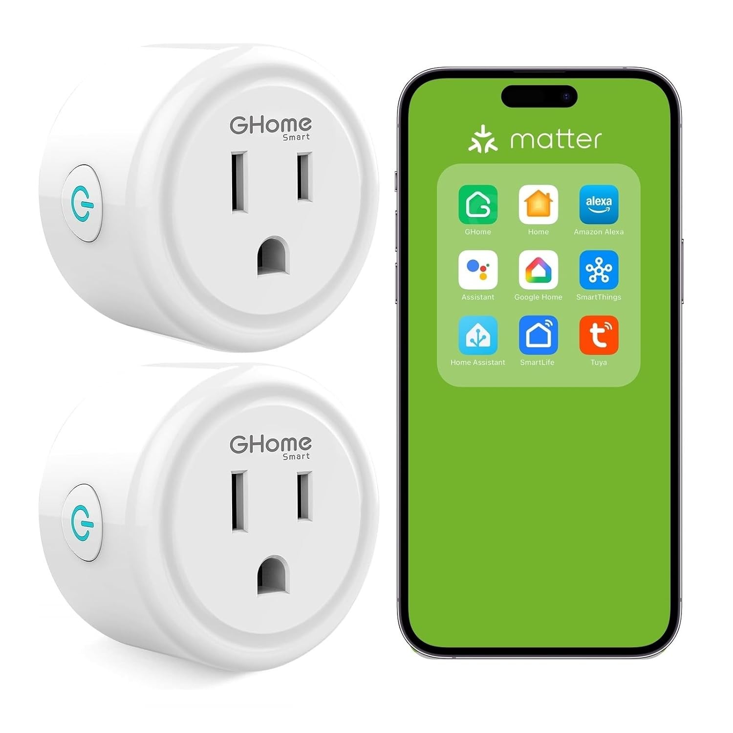Matter Smart Plug 15A WiFi Compatible with Alexa Apple Home Automation WiFi