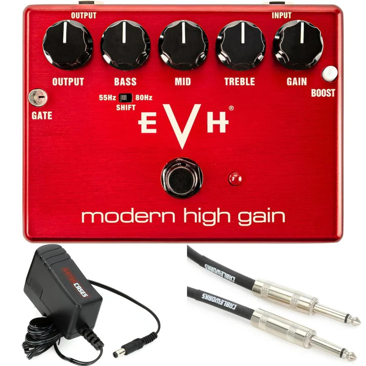 MXR EVH Modern High Gain Distortion Pedal with Power Supply and Cable
