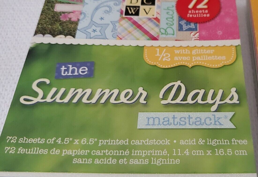 NEW Summer Days Set of 2 Paper Packs, 1 Matstack, & 1 Adhesive Brights Matstack 