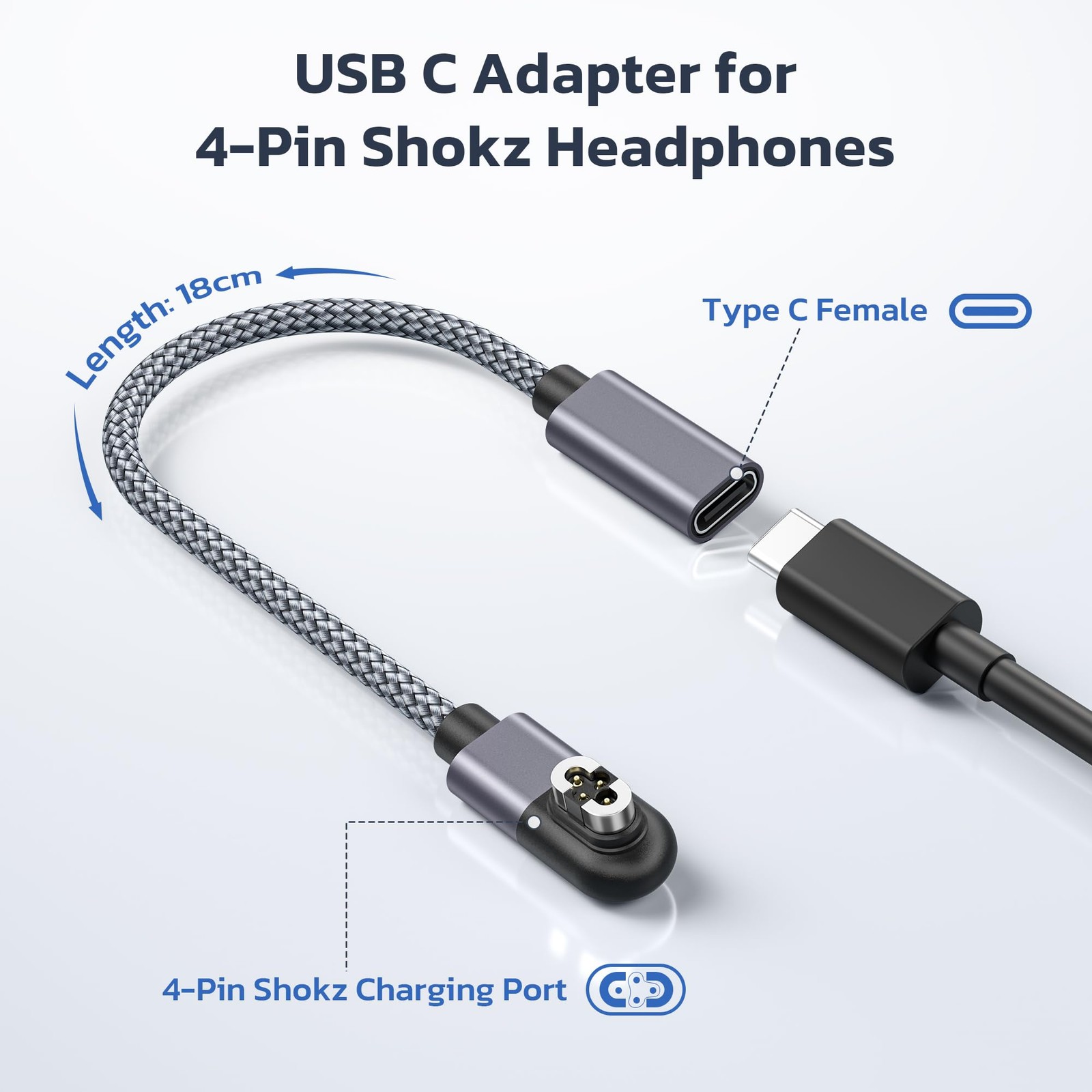 USB 4Pin Shokz OpenSwim S710 Charging Cable Adapter 2Pack