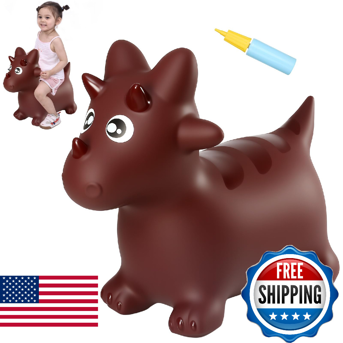 INPANY Bouncy Horse, Dinosaur Hopper Toys, Toddler Bouncing Animal, Dinosaur Par
