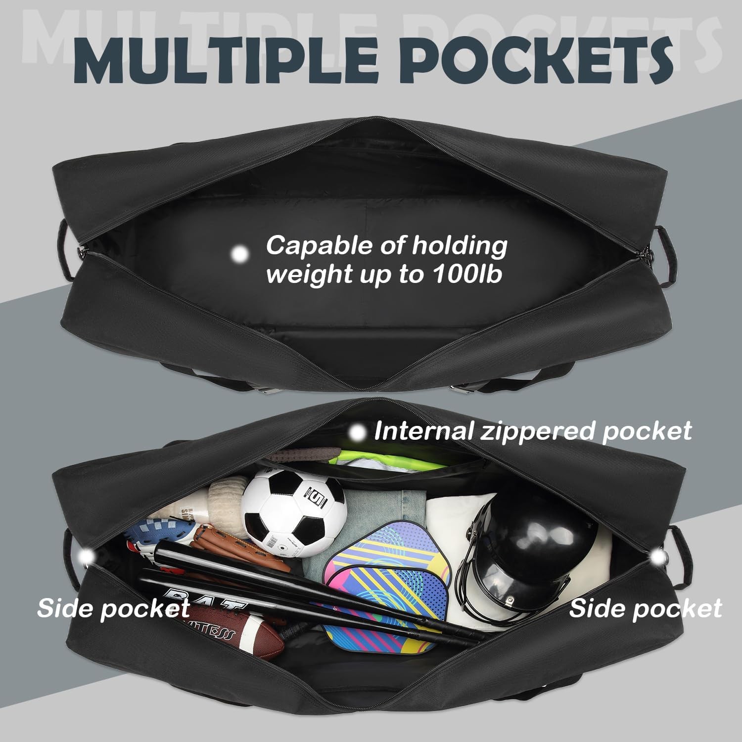 45" Extra Large Duffle Bag, Heavy Duty Duffle Bag with Multiple Pockets | Per...