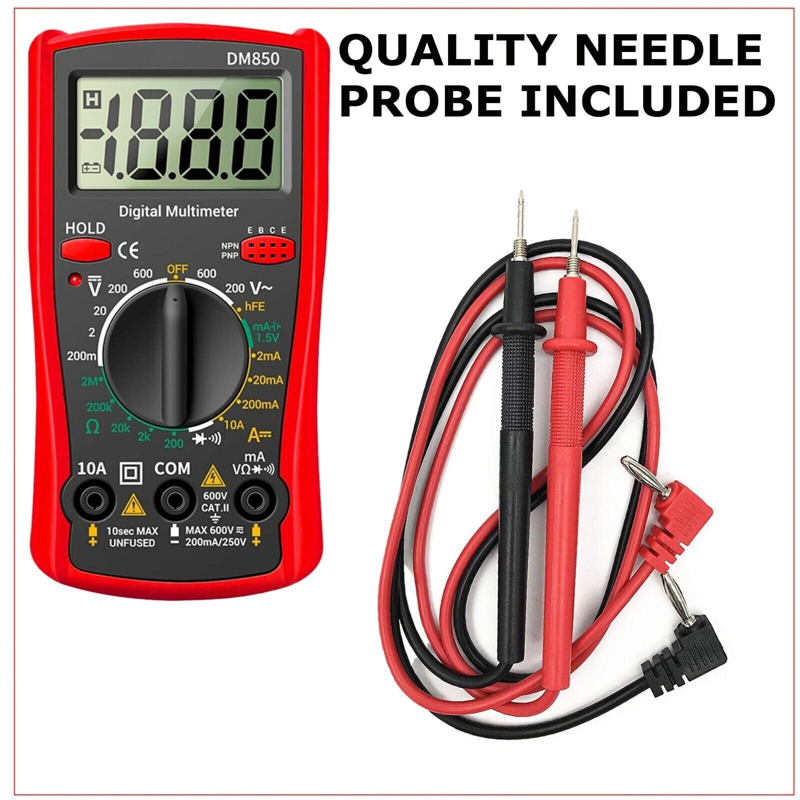 LCD Digital Multimeter Voltmeter Ammeter Ohmmeter Volt AC DC Tester Leads Meter