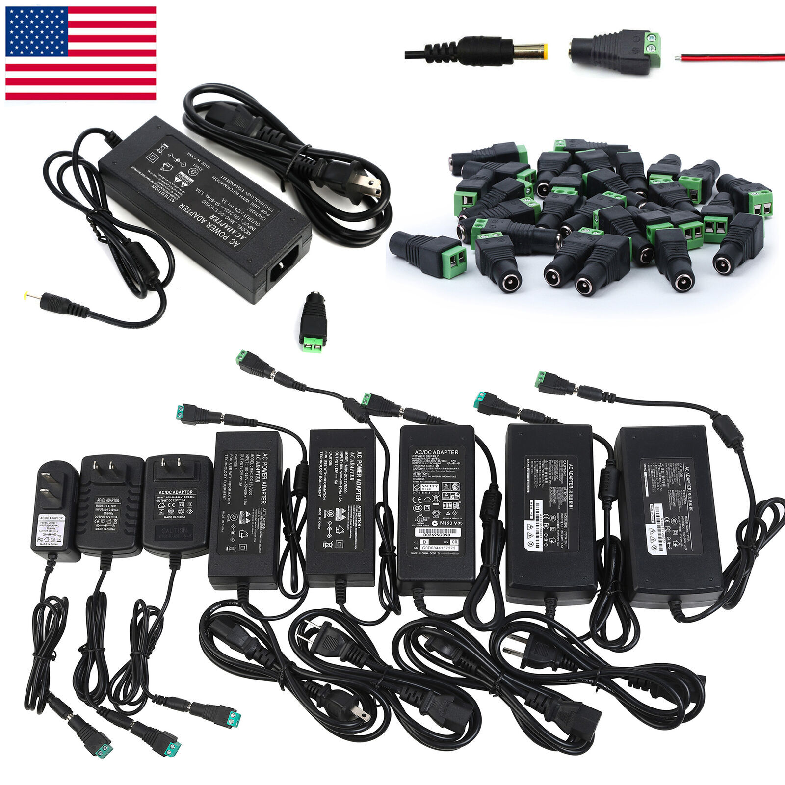 12V 24V DC 1A 2A 3A 5A 6A 8A 10A Power Supply Adapter 110/220 12V 24Volt Wall
