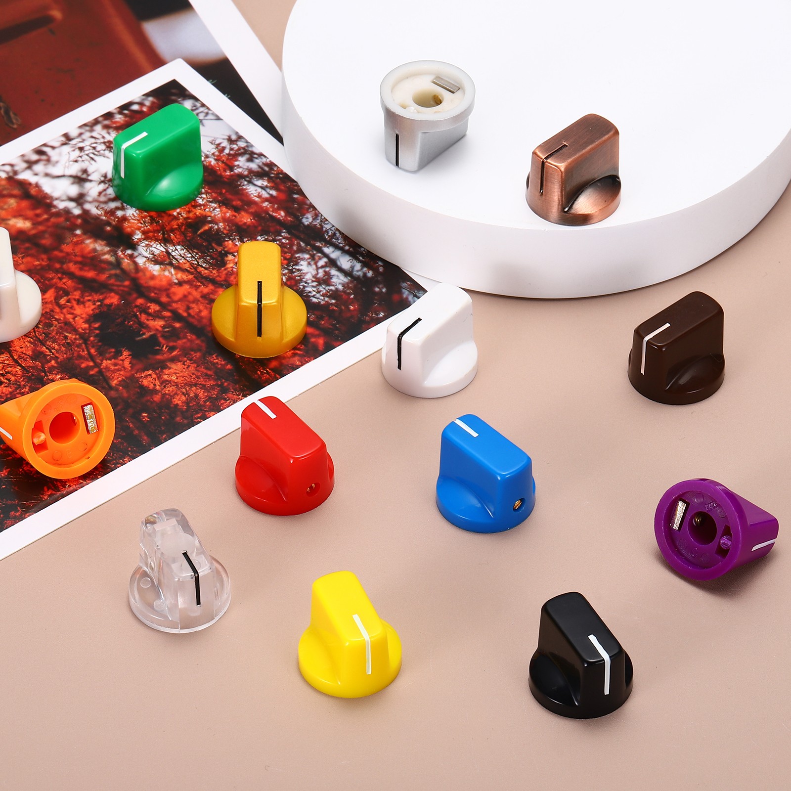 10pcs Brown Guitar Effect Pedal Knob, 9/16" Plastic Electric Guitar Knobs