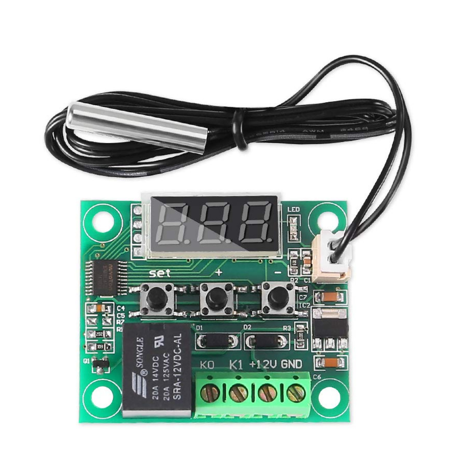 2Pcs XH-W1209 DC12V  Digital Temp Thermostat Temperature Control Switch Plate I