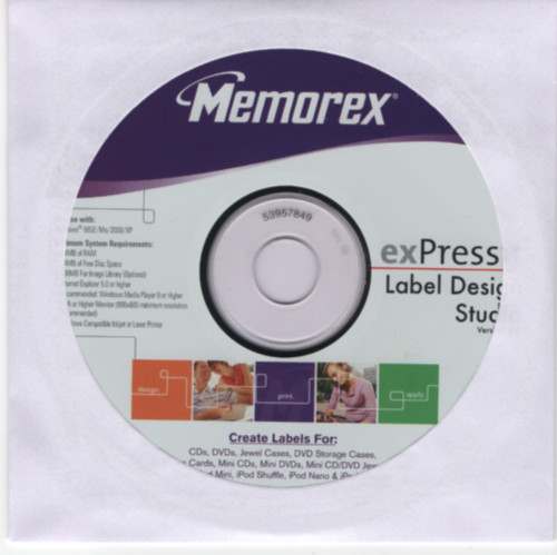 Memorex exPressit Label Design Studio Software Install CD-ROM Windows (2006)