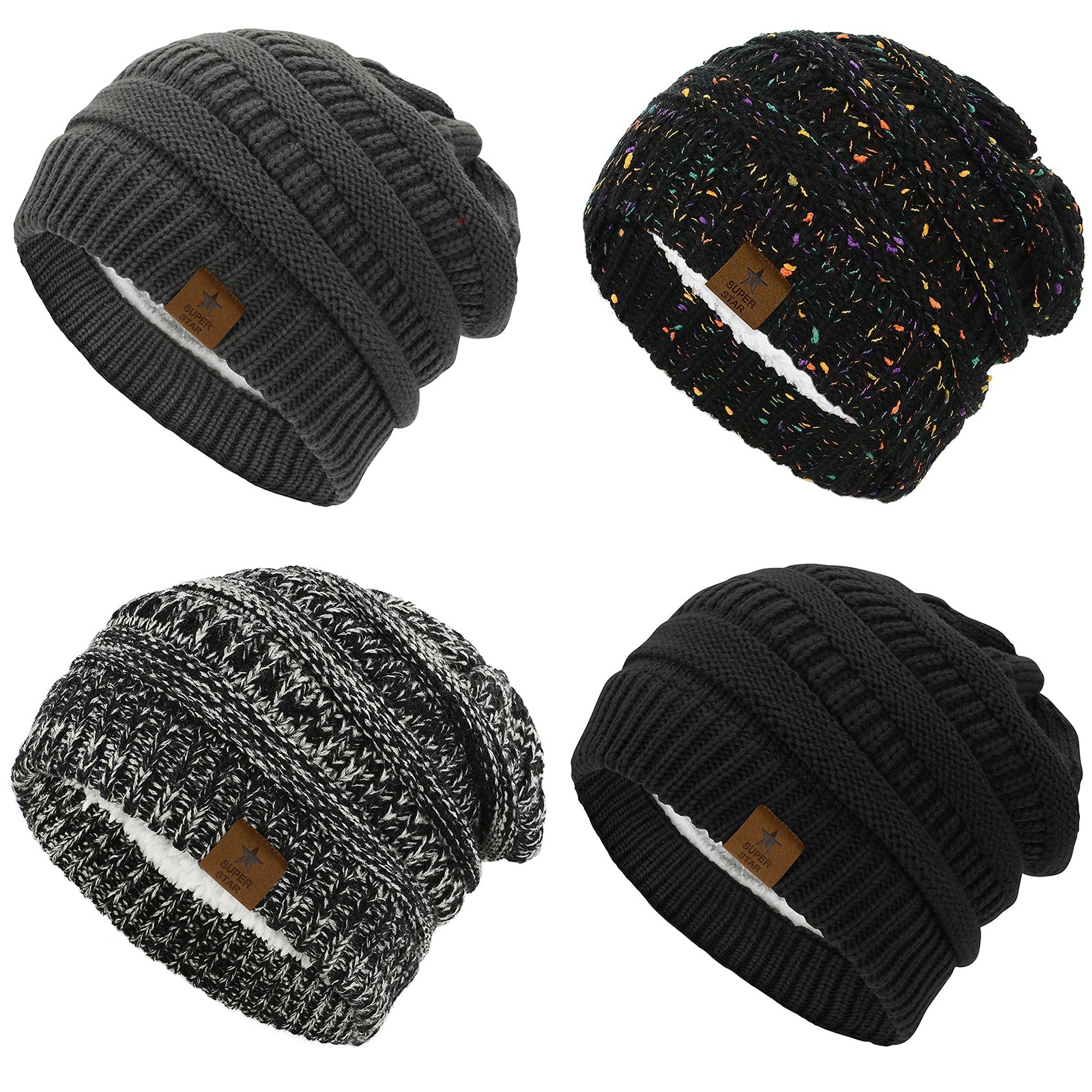 Beanies Women Knit Beanie Hat for Women Thick Womens Beanies for Winter Fleec...