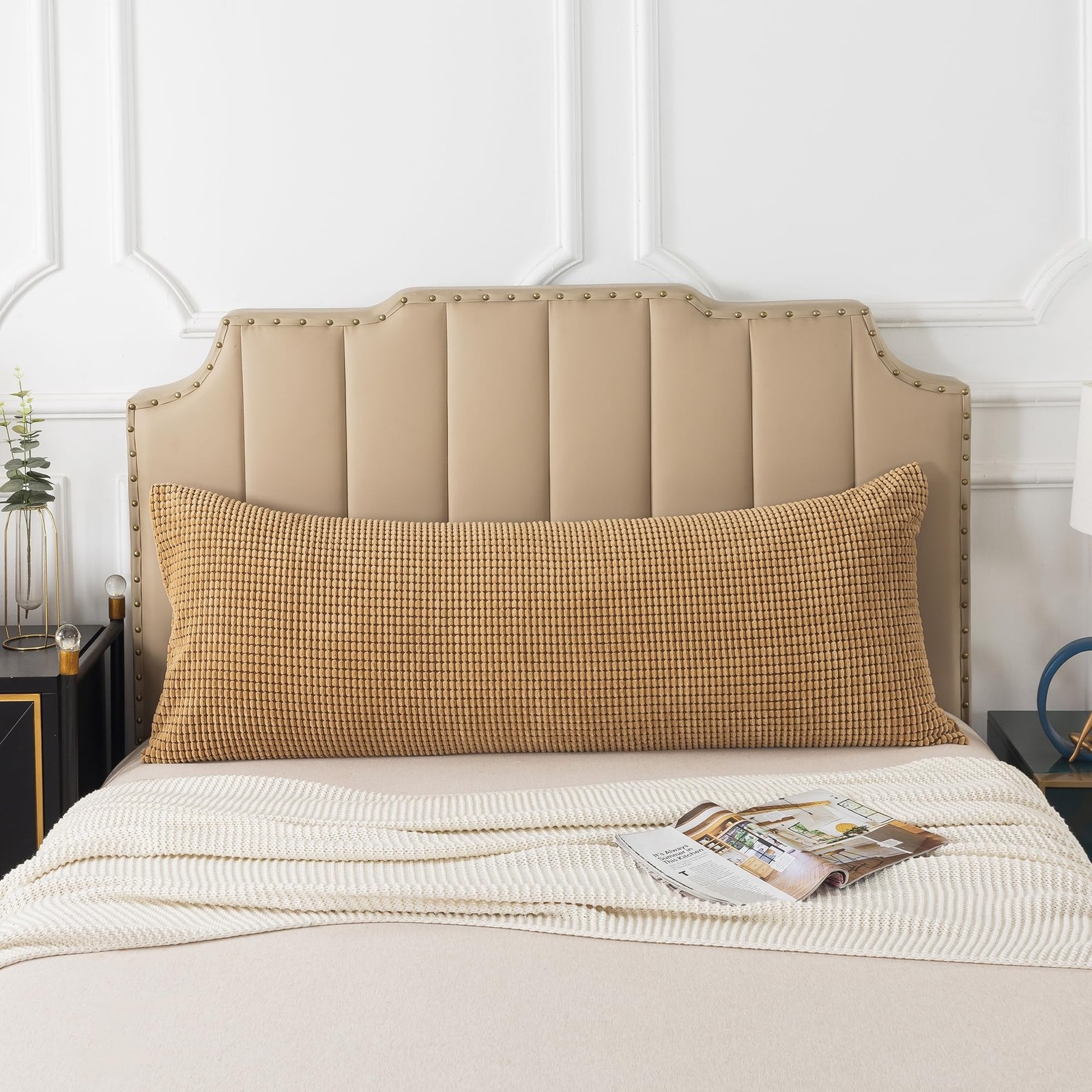 Pack of 1 Corduroy Soft Soild Body Pillow Covers Set Sofa Bedroom Body Size