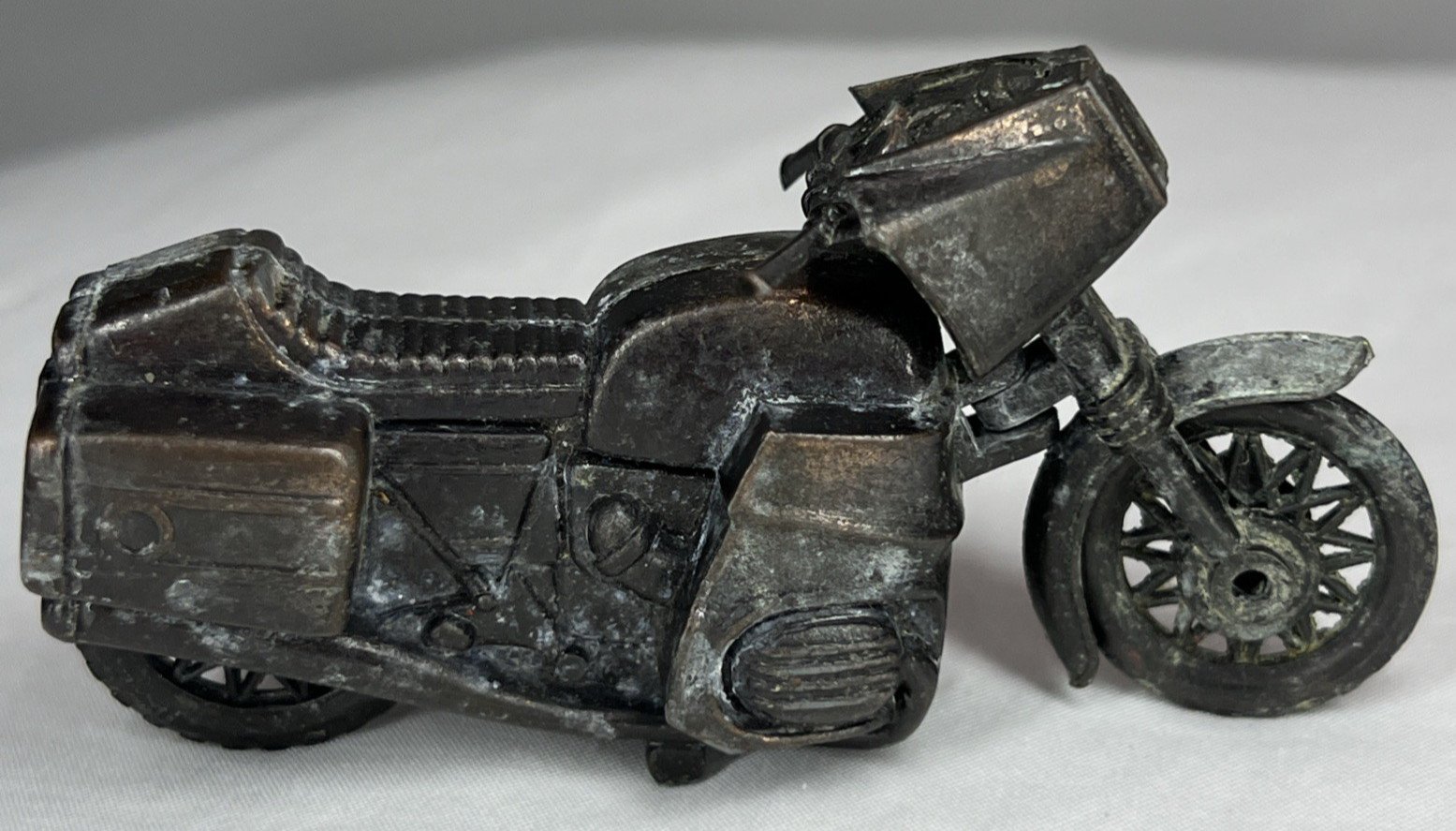 Vintage Old Metal Die Cast Motorcycle Figurine Pencil Sharpener