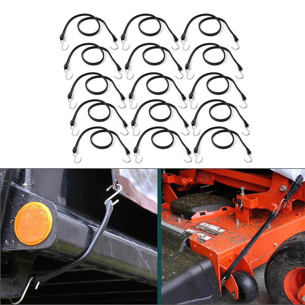 15pcs 41" Heavy Duty Rubber Tarp Straps Tie Down Bungee Cords With Hooks