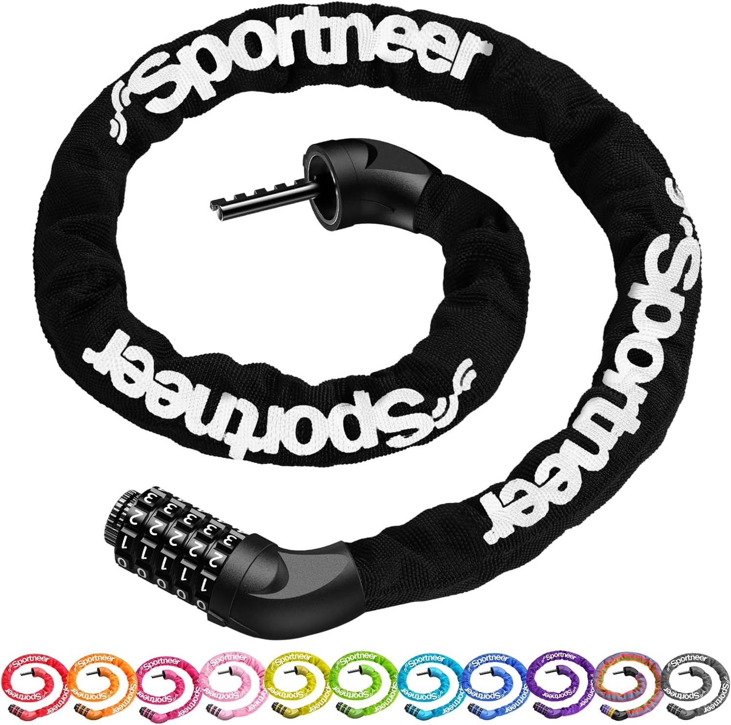 Sportneer Bike Lock: 5 Digit Combination High Security anti Theft Bike Chain Loc