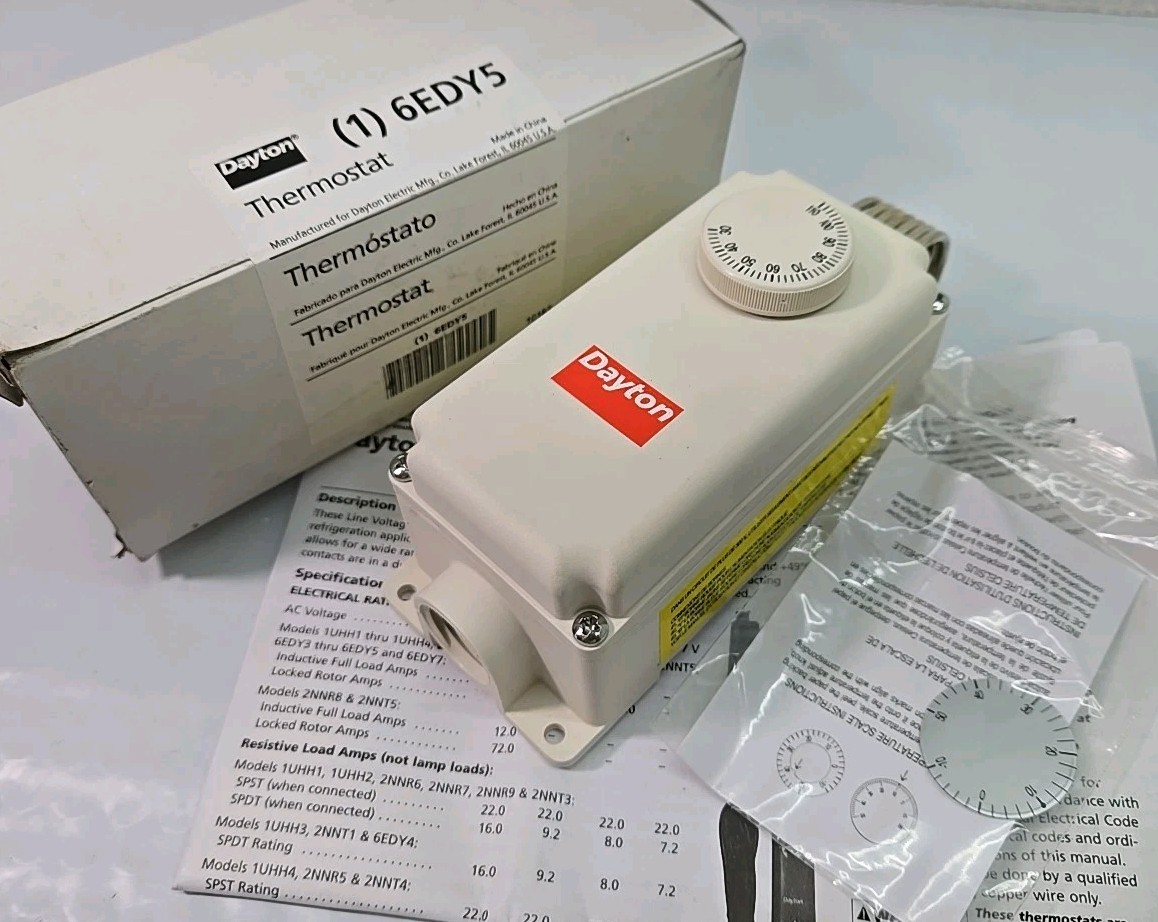 DAYTON 6EDY5 Mech Tstat,Heat or Cool,Plastic,110/30F 6EDY5