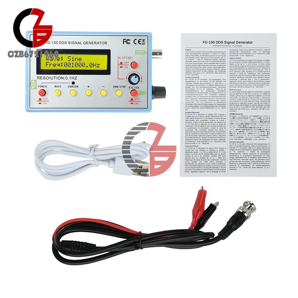 FG-150 DDS Function Signal Generator 0.1Hz-500kHz Frequency 15 Waveforms